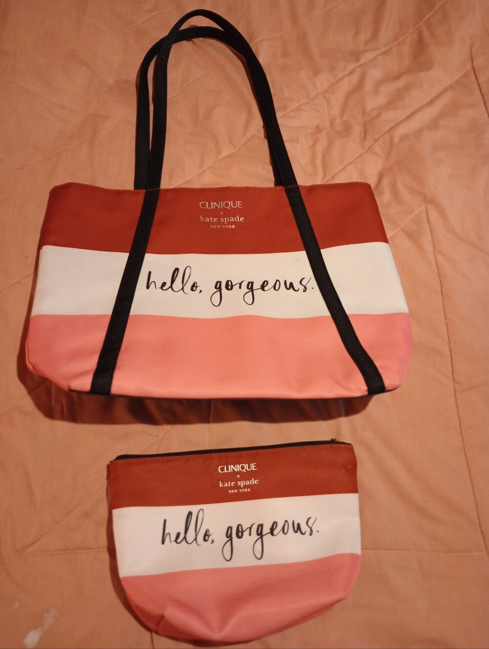 Clinique Kate Spade Nylon Tote Shopping Bag With Cosmetic Bag